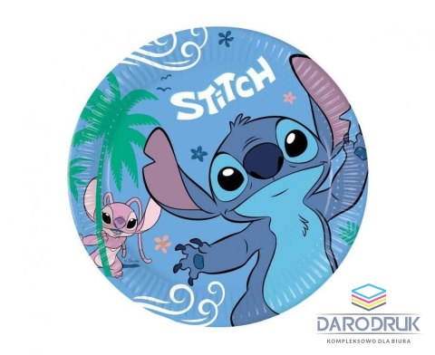 Godan Talerz jednorazowy papierowe Stitch & Angel papier śr. 230mm 8 szt Godan (96794)