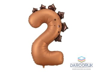 Partydeco Balon foliowy Cyfra 2 dinozaur, 92 cm Partydeco (FB315-2)