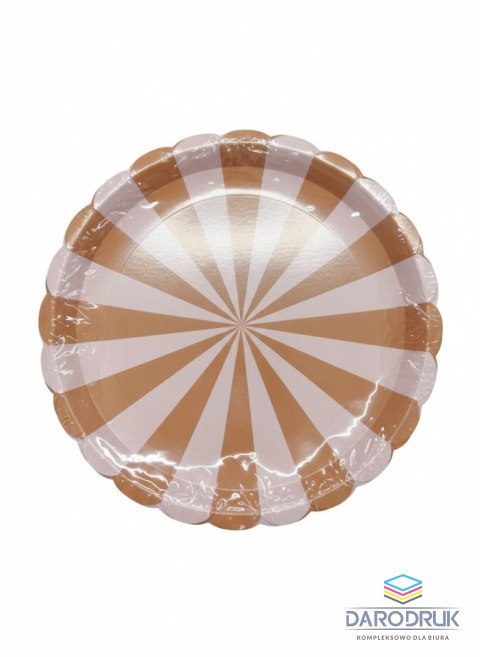 Partydeco Talerz jednorazowy Paski karton śr. 210mm 6 szt Partydeco (TPP92)