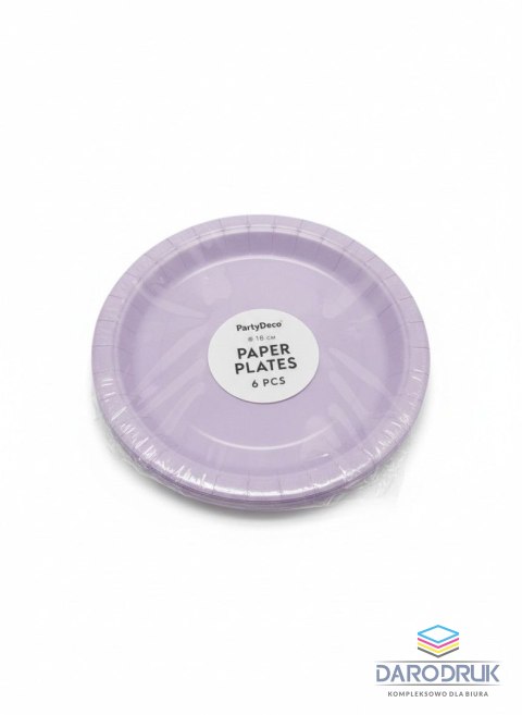 Partydeco Talerz jednorazowy lawenda papier śr. 180mm 6 szt Partydeco (TPP90-002)