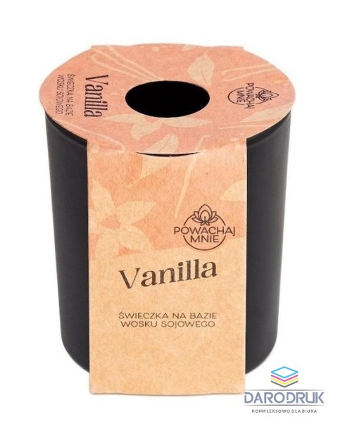 Pavoncella Świeczka ozdobna Powąchaj mnie Vanilla czarna 130ml Pavoncella (5906492907122)