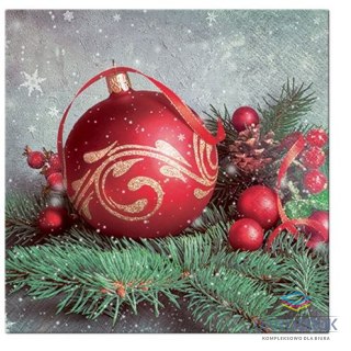 Paw Serwetki Lunch BN Bauble on Twig czerwony papier [mm:] 330x330 Paw (SDL016900)