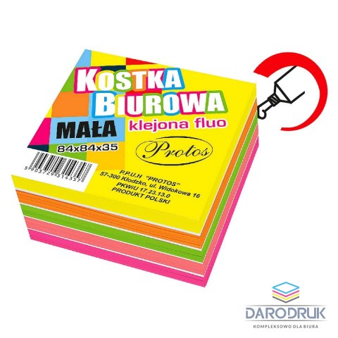 Protos Kostka papierowa klejona kolor fluo mix [mm:] 84x84x 35 Protos