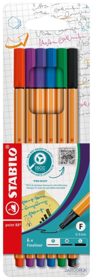 Stabilo Cienkopis wkład mix 0,4mm 6kol. Stabilo (88/6)