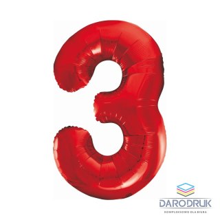Godan Balon foliowy cyfra 3 czerwona 85cm 40cal Godan (BCHCW3)