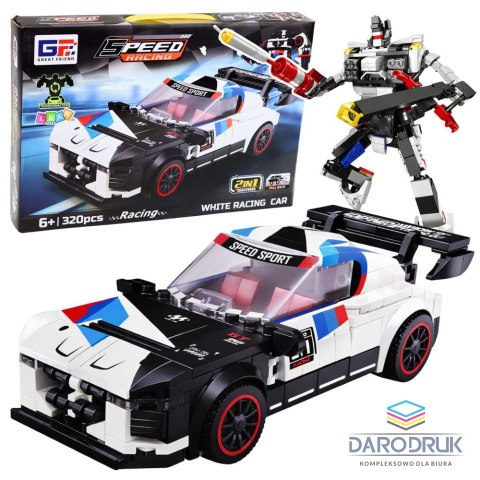 Lean Klocki konstrukcyjne Samochód Sportowy Robot 2W1 Biały 320 el. Lean (29053)