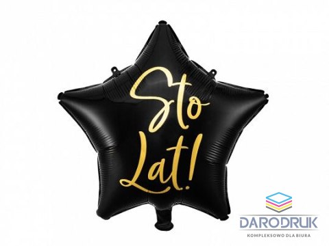 Partydeco Balon foliowy Sto Lat!, 40cm, czarny 15,5cal Partydeco (FB94-010)