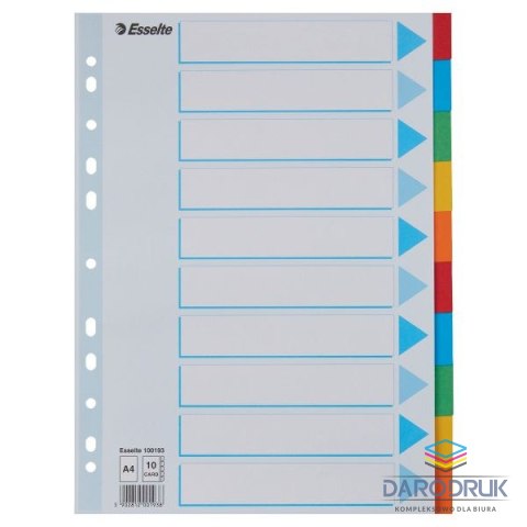 Esselte Przekładka czysta kartonowe A4 mix kolorów 160g 10k Esselte (100193)
