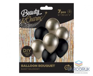 Godan Balon gumowy Bukiet balonowy B&C prosecco-czarny, 7 szt. czarny 300mm 12cal Godan (BB-PRC7)