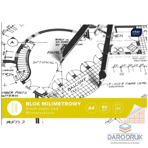 Interdruk Blok milimetrowy A4 80g 20k Interdruk (BLMIA4)