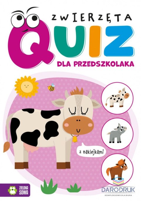 Zielona Sowa Książeczka edukacyjna Quiz dla przedszkolaka. Zwierzęta Zielona Sowa