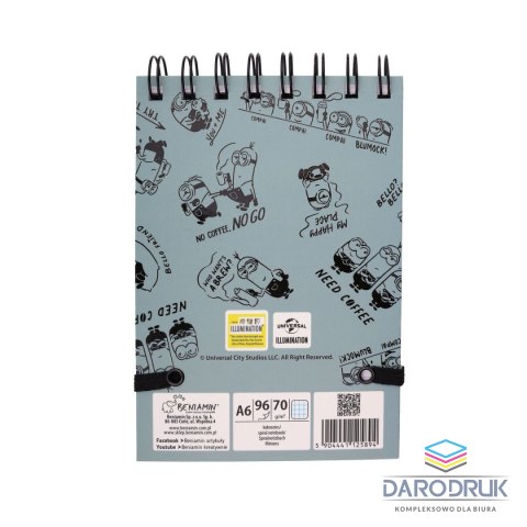 (nd) Kołozeszyt (kołonotatnik) A6 Minionki 96k. 70g krata (nd) (5894)