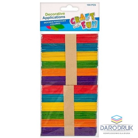 Craft with Fun Kolorowe drewniane patyczki Craft Fun 100 sztuk (291068)