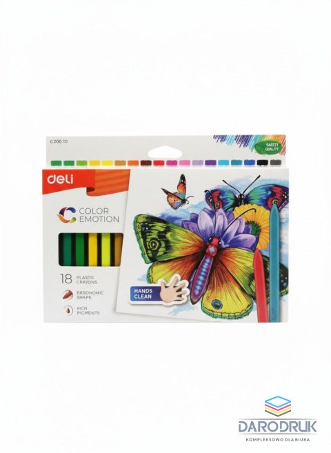Deli Kredki świecowe COLOR EMOTION 18 KOLORÓW trójkątne 18 kol. Deli (EC20010)