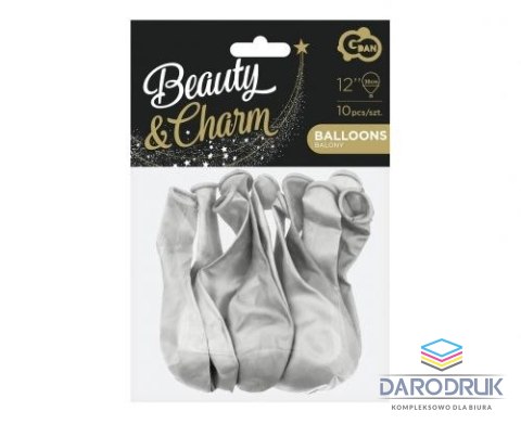Godan Balon gumowy Beauty&Charm metalik srebrny 10 sztuk metalizowany srebrny 12cal Godan (CB-1MSR)