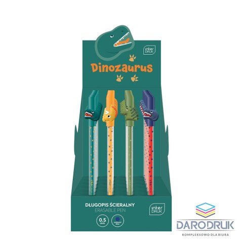 Interkobo Długopis wymazywalny Dinozaurus na skuwkę z figurką 5902277331847 wkład niebieski 0,5mm Interkobo