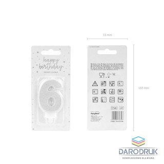 Partydeco Świeczka urodzinowa cyferka 6 srebrny 7 cm 7cm Partydeco (SCU3-6-0188)