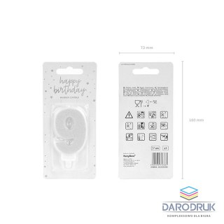 Partydeco Świeczka urodzinowa cyferka 9 srebrny 7 cm 7cm Partydeco (SCU3-9-0188)