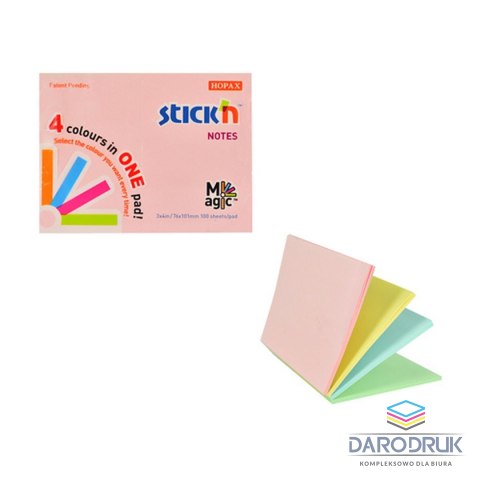 Stick'n Notes samoprzylepny (karteczki) Magic Pads pastel mix 100k [mm:] 76x101 Stick'n (21575)