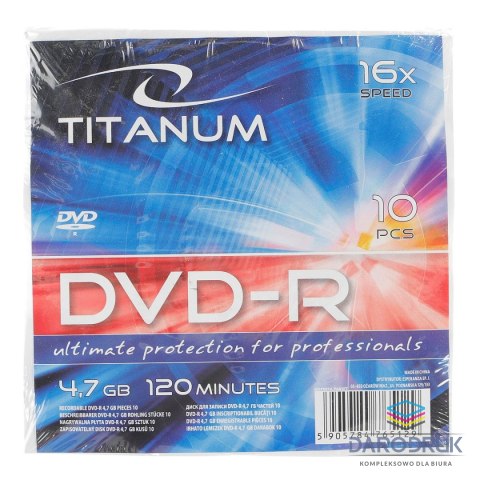 Titanum Płyta dvd Nośnik danych Płyta DVD-R 4,7GB x16 Titanum (x16 - Koperta 10)