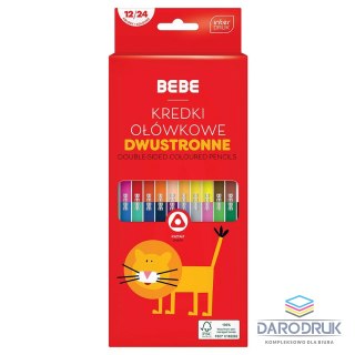 Bebe Kredki ołówkowe BB KIDS dwustronne 12/24 5902277327093 24 kol. Bebe (FSC100%)