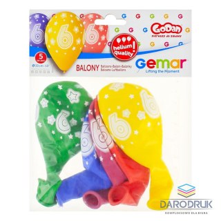 Godan Balon gumowy Premium Hel z nadrukiem 6, 13 cali/5 sztuk mix 330mm 13cal Godan (GS120/6)