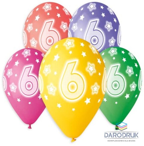 Godan Balon gumowy Premium Hel z nadrukiem 6, 13 cali/5 sztuk mix 330mm 13cal Godan (GS120/6)