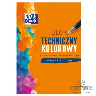 Oxford Blok techniczny Oxford A3 kolorowy 225g 10k Oxford (400093234)