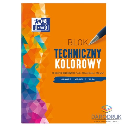 Oxford Blok techniczny Oxford A3 kolorowy 225g 10k Oxford (400093234)