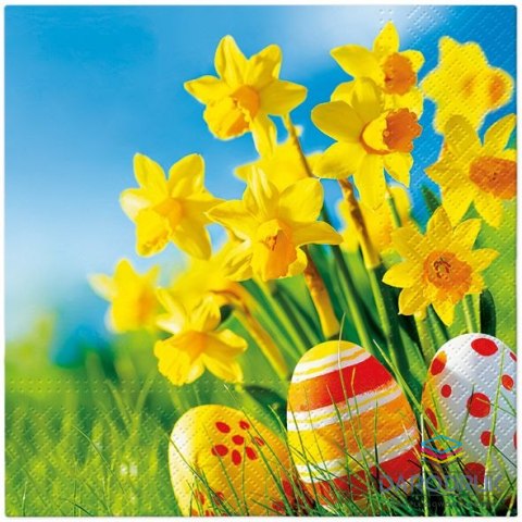 Paw Serwetki WN Eggs Among Daffodils mix nadruk bibuła [mm:] 330x330 Paw (TL125000)