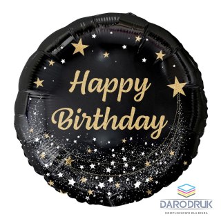Godan Balon foliowy Happy Birthday, czarny 18cal Godan (FG-OHBC)