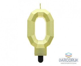 Godan Świeczka urodzinowa cyferka 0 - Diament, metalik złoty, 7.6 cm Godan (PF-SDZ0)