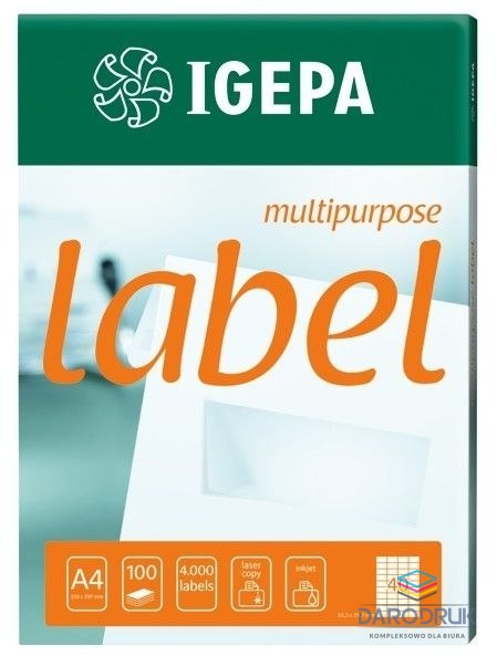 Igepa Etykieta samoprzylepna A4 Label Multipurpose biały [mm:] 210x148 Igepa
