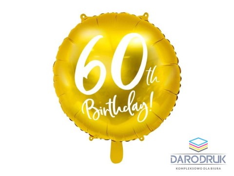Partydeco Balon foliowy 60 urodziny, złoty 45 cm (18\\ 18cal Partydeco (FB24M-60-019)