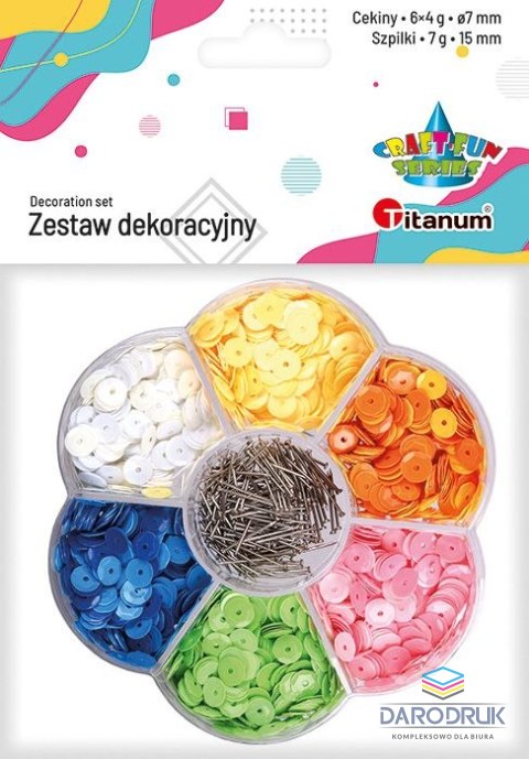 Titanum Cekiny Craft-Fun Series 6 kolorów + szpilki mix Titanum (7HPB)