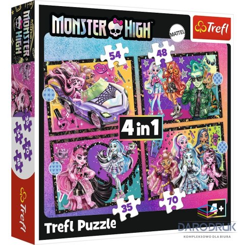 Trefl Puzzle Planeta Milo Elekryzujący dzień Monster High 4w1 el. Trefl (34655)