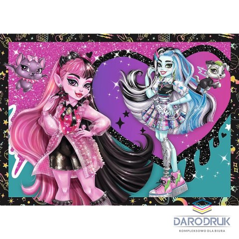 Trefl Puzzle Planeta Milo Elekryzujący dzień Monster High 4w1 el. Trefl (34655)