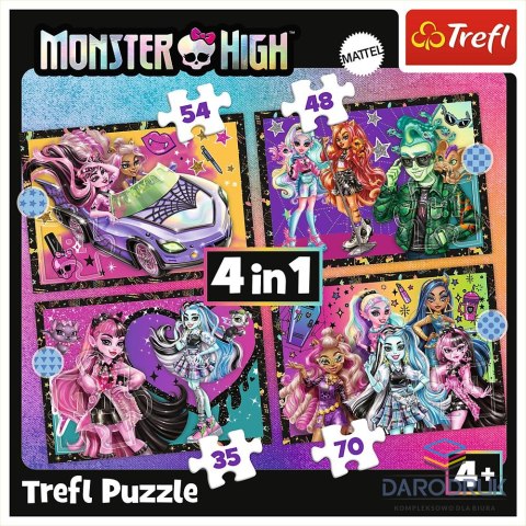 Trefl Puzzle Planeta Milo Elekryzujący dzień Monster High 4w1 el. Trefl (34655)