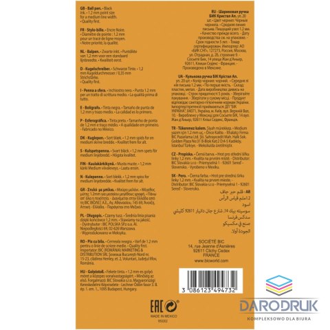Bic Długopis Cristal wkład czarny 1,2mm Bic (949880)