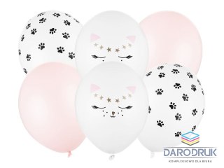 Partydeco Balon gumowy Kotek, mix 6 sztuk mix 300mm Partydeco (B14P-306-000-6)