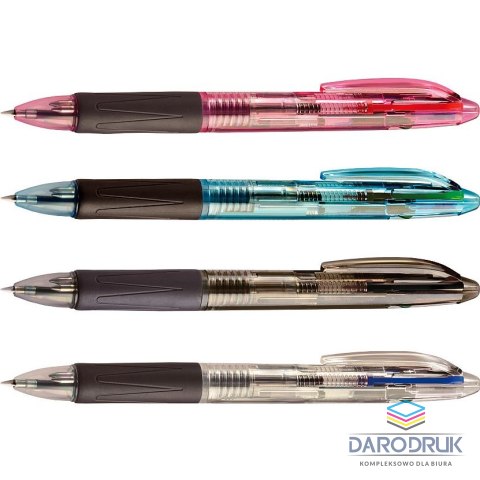 Tetis Długopis standardowy 4-kolorowy wkład niebieski 1mm Tetis (KD800-4M)