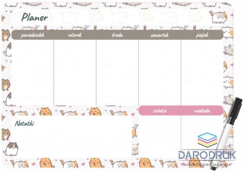 Biurfol Podkład na biurko KITTENS PLANER MAGNETYCZNY TYGODNIOWY mix PVC PCW [mm:] 350x250 Biurfol (PM-02-35)