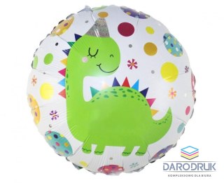 Godan Balon foliowy okrągły, Dinozaur w czapeczce 18cal Godan (BF-8DWC)