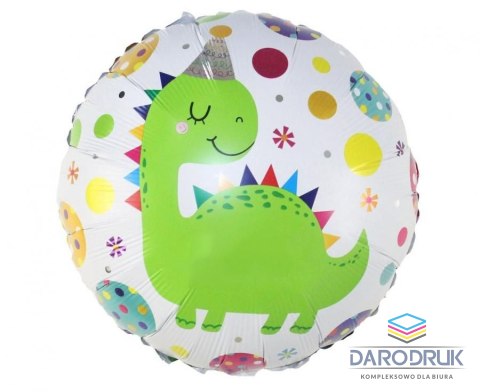 Godan Balon foliowy okrągły, Dinozaur w czapeczce 18cal Godan (BF-8DWC)