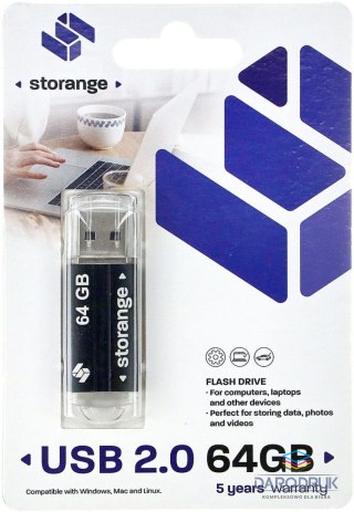 Storange Pendrive Black 64GB Storange (STORANPEN64GBBK2.0)