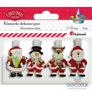Titanum Ozdoba drewniana Craft-Fun Series klamerki xmass Mikołaj, bałwanek, renifer Titanum (AE19118-10)