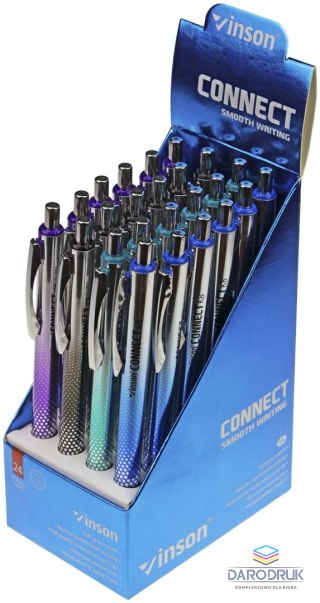 Vinson Długopis olejowy CONNECT K8 METALIZOWANE KROPECZKI wkład niebieski 0,7mm Vinson