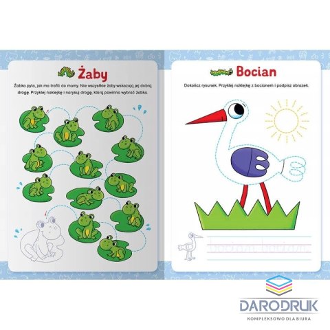 Aksjomat Książka dla dzieci Szlaczki zwierzaczki. Edukacyjna książeczka z naklejkami Aksjomat