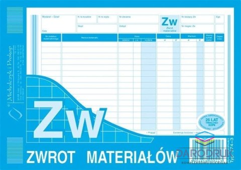 Michalczyk i Prokop Druk samokopiujący A5 ZW zwrot materiałów 80k. Michalczyk i Prokop (374-3)