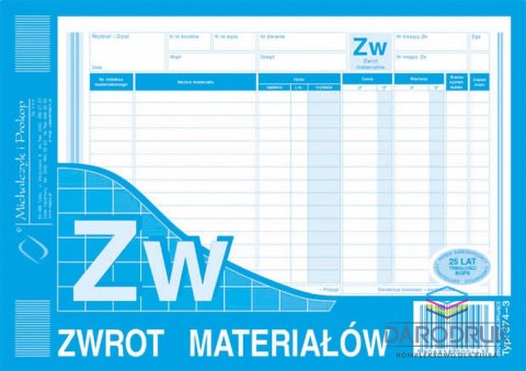 Michalczyk i Prokop Druk samokopiujący A5 ZW zwrot materiałów 80k. Michalczyk i Prokop (374-3)